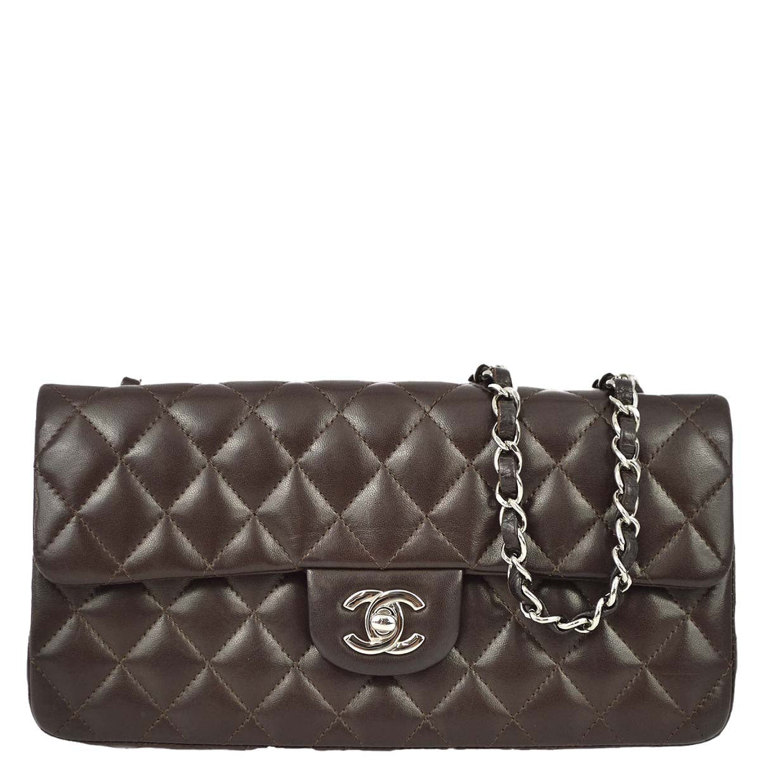 Chanel Brown Lambskin East West Shoulder Bag