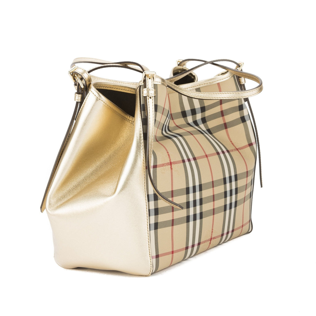 Burbe**y Gold Horseferry Check Small Canter Tote Bag (New with Tags)