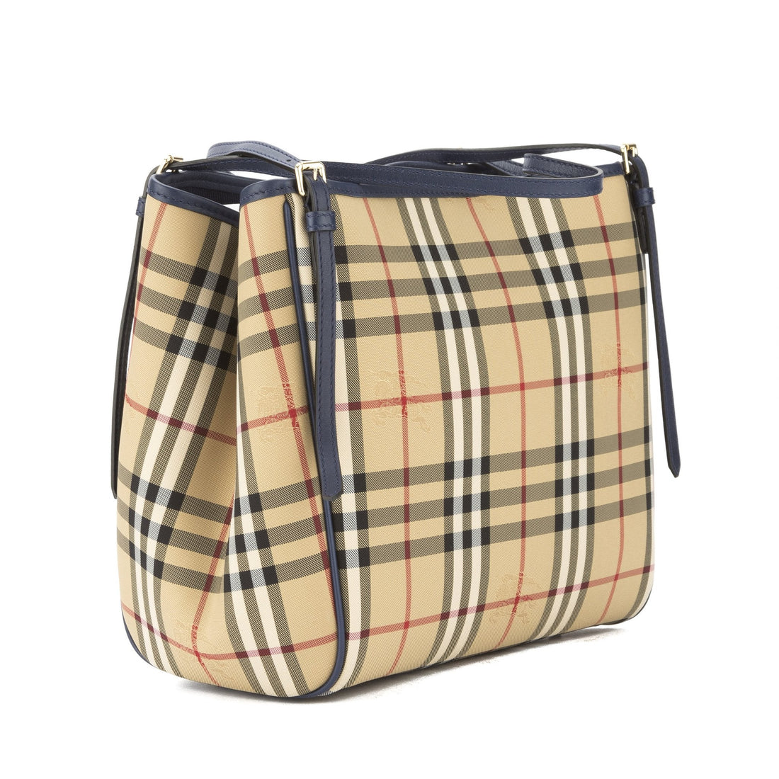 Burbe**y Brilliant Navy Horseferry Check Small Canter Tote Bag (New with Tags)