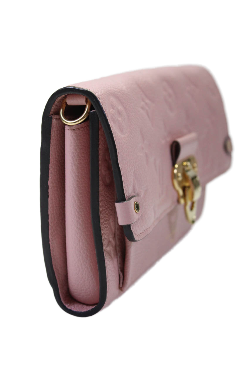 Louis Vuitton Womens Monogram Leather Empreinte Vavin Wallet On Chain Pink