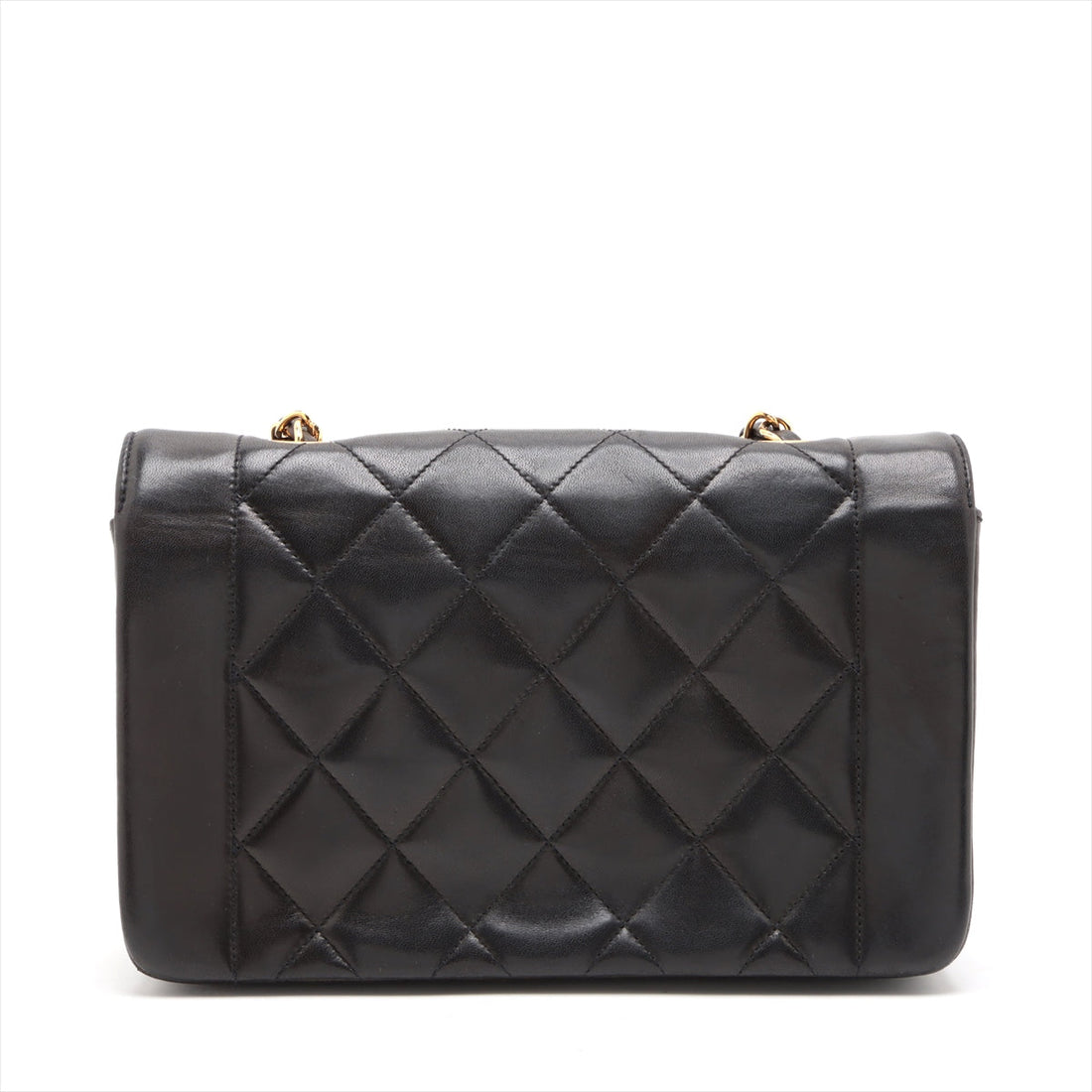 Chanel Matrasse  Single Flap Single Chain Bag Diamond Flat Black Gold  2nd Turn-Lock Speech