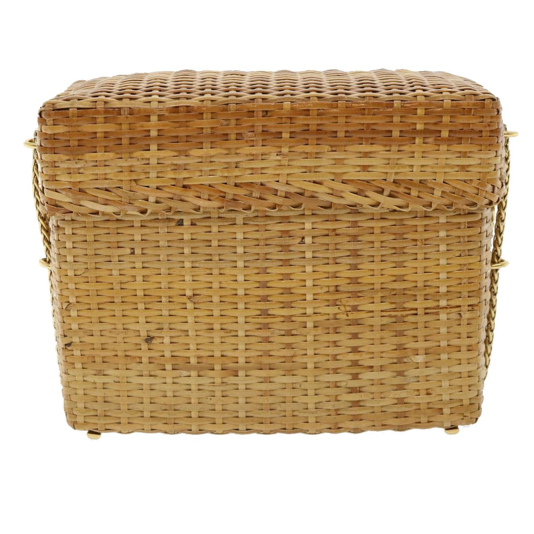 Top Quality Chanel Basket Chain Shoulder Bag Leather rattan Beige CC Auth 31932A