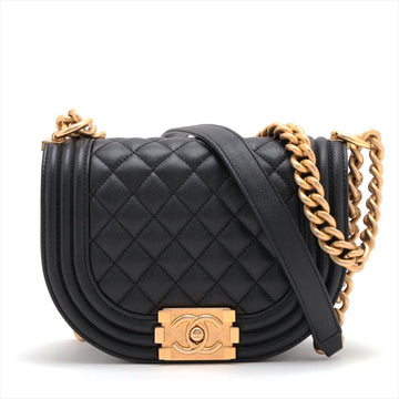 Chanel Boy  Chanel Caviar S Chain Shoulder Bag Black G