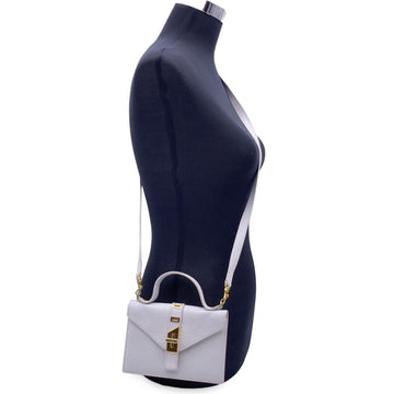FENDI  White Leather Textured Convertible Mini Handbag