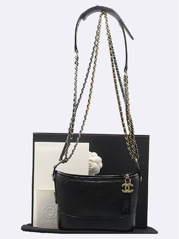 Chanel A91810 Black Color COCO Gold Plated  CalBNkin Gabrielle Hobo Small Chain Shoulder and Crossbody Bag Chanel