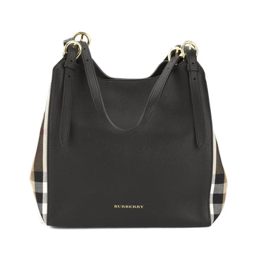 Burbe**y Black Leather and Ho Check Small Canter Tote Bag (New with Tags)