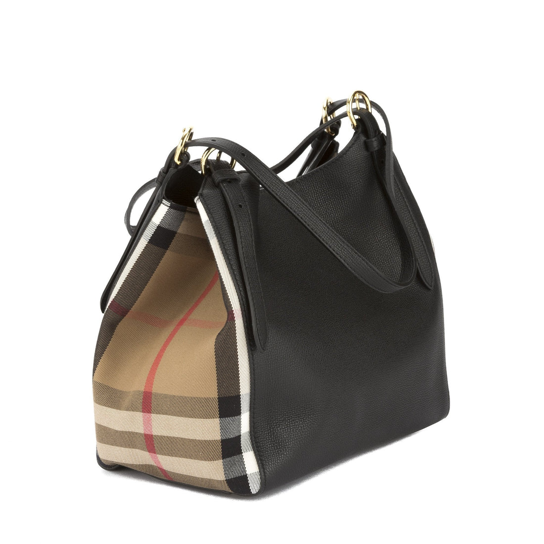 Burbe**y Black Leather and Ho Check Small Canter Tote Bag (New with Tags)