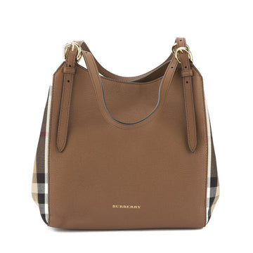 Burbe**y Tan Leather and Ho Check Small Canter Tote Bag (New with Tags)