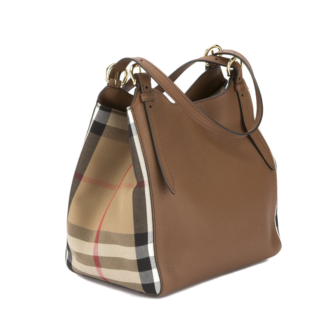 Burbe**y Tan Leather and Ho Check Small Canter Tote Bag (New with Tags)