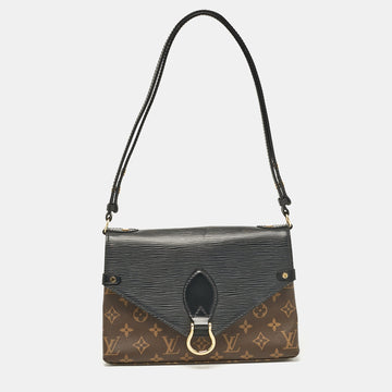Louis Vuitton Black  Leather And Monogram Canvas Saint Michel Bag