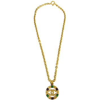 Chanel Gripoix Gold Chain Pendant Necklace 04A