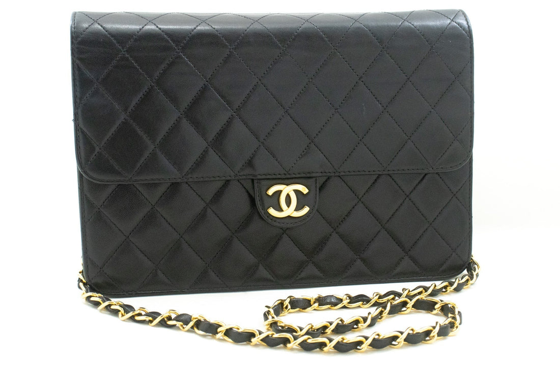 Top Quality Chanel Chain Shoulder Bag Clutch Black Quilted New Lambskin Purse