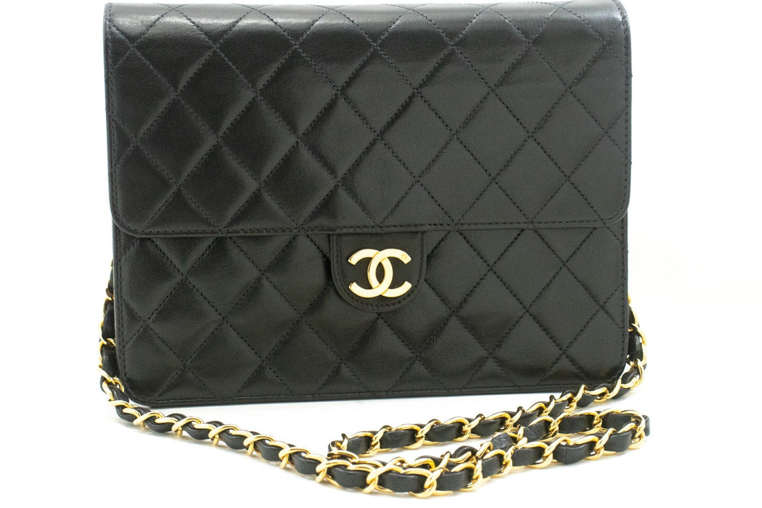 Top Quality Chanel Chain Shoulder Bag Clutch Black Quilted New Lambskin Purse