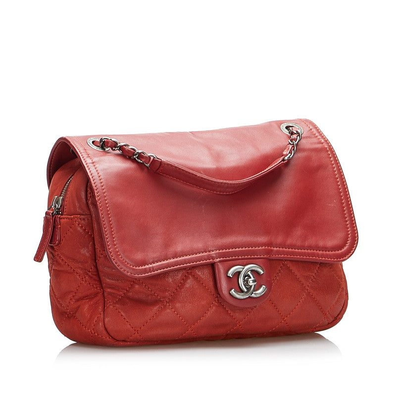 Chanel Cocono mark Chain houlder Bag Red Leather Lady Chanel