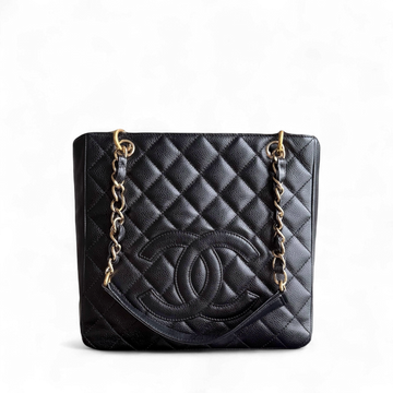 Chanel PST Petite Shopping Tote - Togo/epsom/caviar/clemence/callfskin/cowhide/lambskin Quilted Grained CalBNkin Black Gold Hardware Series 11