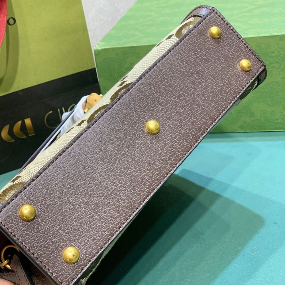 GG DIANA JUMBO GG MINI TOTE BAG CAMEL EBONY 27CM