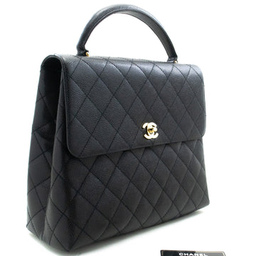 Top Quality Chanel Caviar Handbag Top Handle Bag Kelly Black New Leather Gold