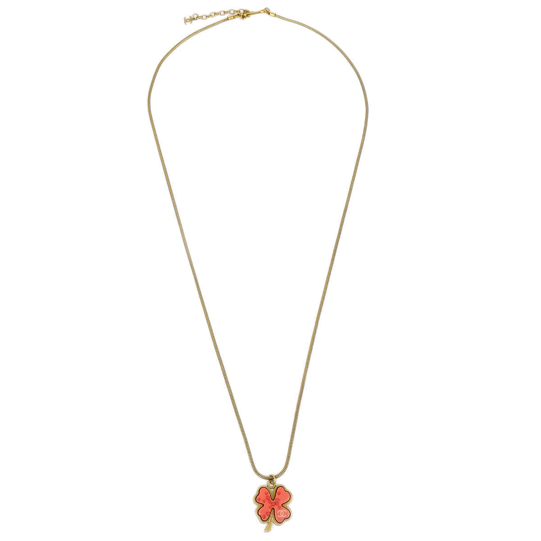 Chanel Clover Pendant Necklace Gold 03P
