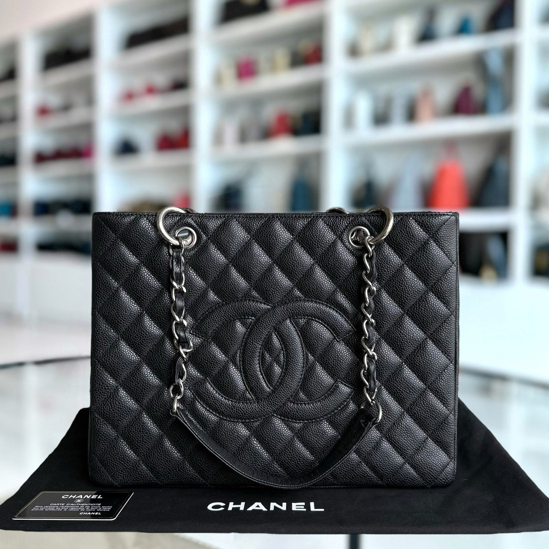 Chanel GST Grand Shopping Tote - Togo/epsom/caviar/clemence/callfskin/cowhide/lambskin Quilted Black Silver Hardware Series 12