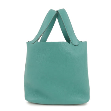 HERMES Taurillon Clemence Picotin Lock MM Hand Bag Vert Verone