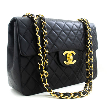 Top Quality Chanel Classic Large 13" New Chain Shoulder Bag Black Lambskin