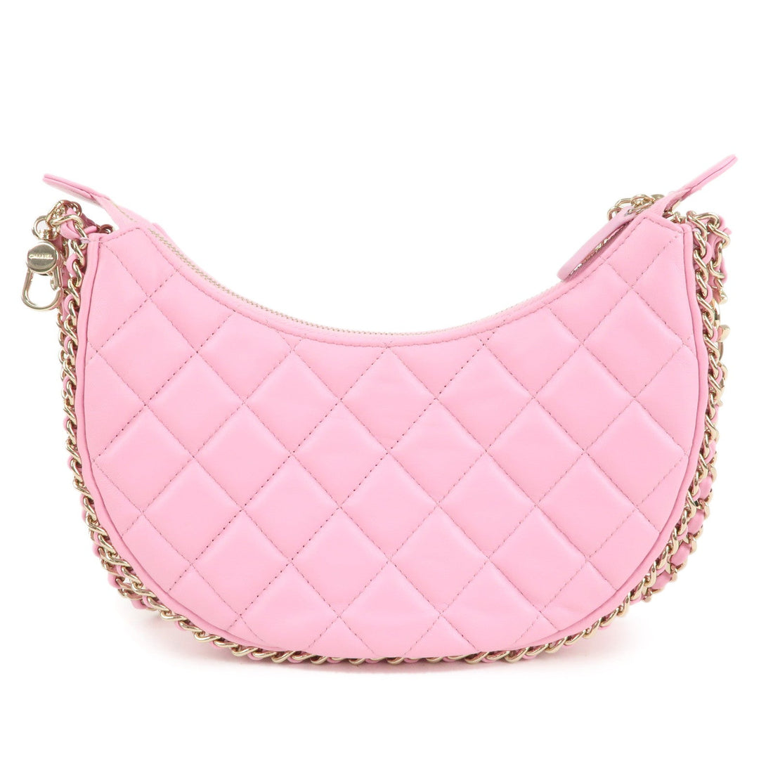 Auth  Chanel Matelasse Lamb Skin Small Hobo Shoulder Bag Pink AS3917  F/S