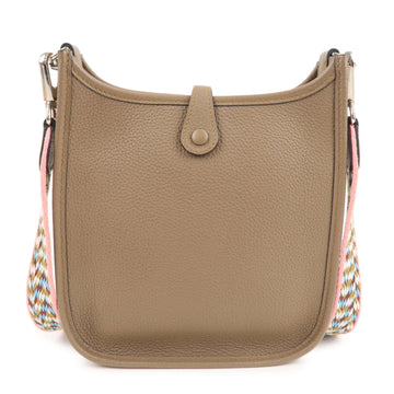 HERMES Taurillon Leather Evelyne TPM Shoulder Bag Etoupe Brown