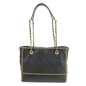 Chanel Matelasse Lamb Skin Chain Around Tote Bag Black AS2739
