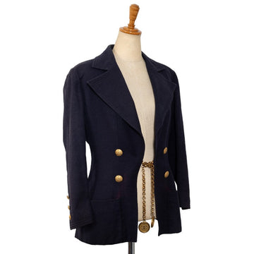 Chanel Cocono mark Double-Button Terrard Jacket Navi Cotton Lady Chanel