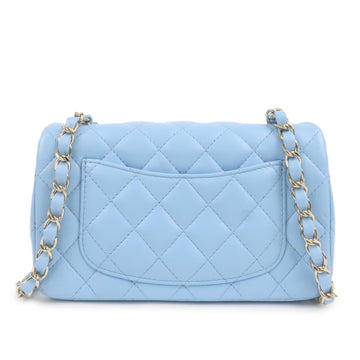 Chanel Mini Matelasse Lamb Skin Chain Shoulder Bag Blue A69900