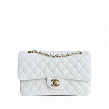 Chanel Classic Flap Medium - Togo/epsom/caviar/clemence/callfskin/cowhide/lambskin 25CM Quilted Snow White Gold Hardware Series 14