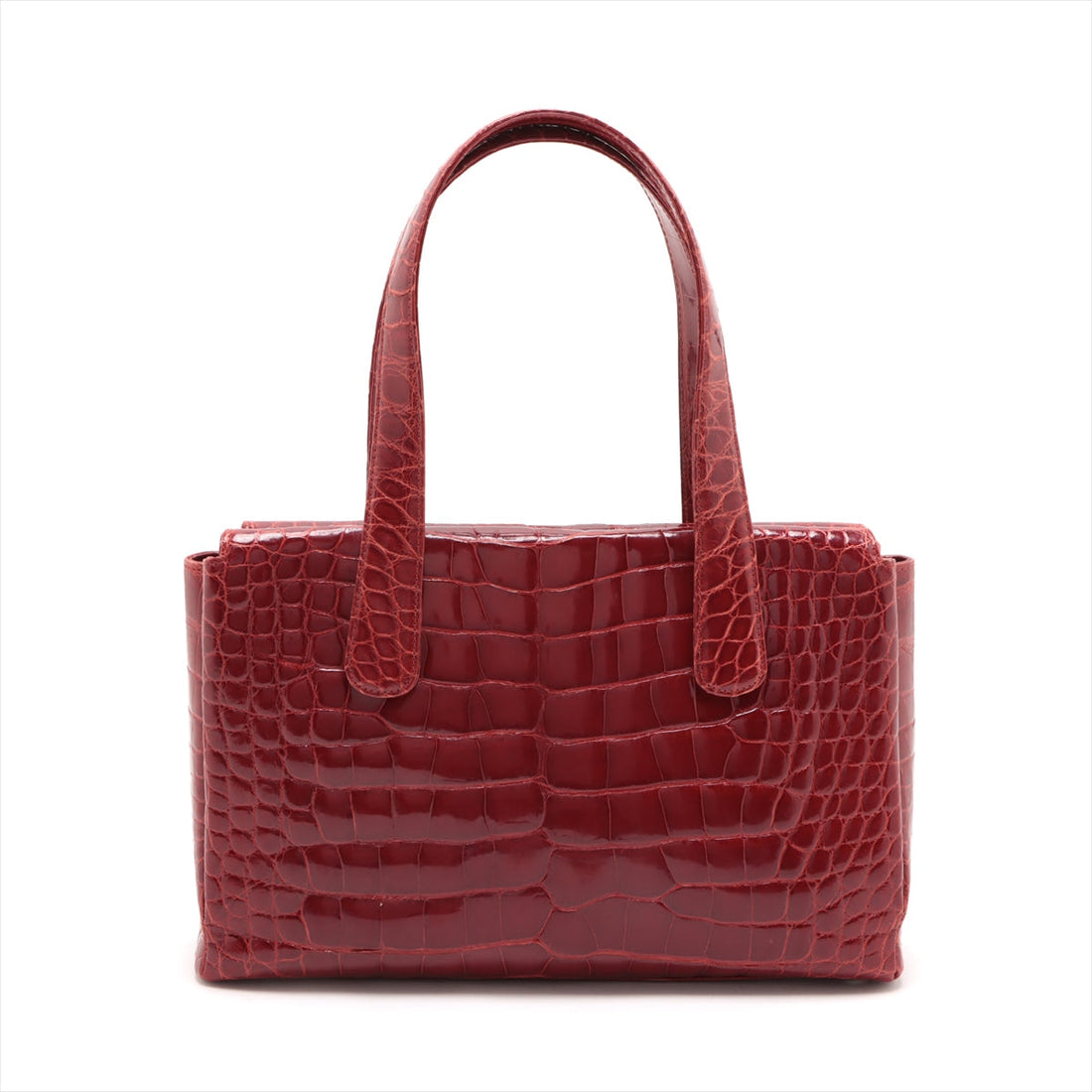Chanel Coco Crocodile Tote Bag Red Silver G  9th
