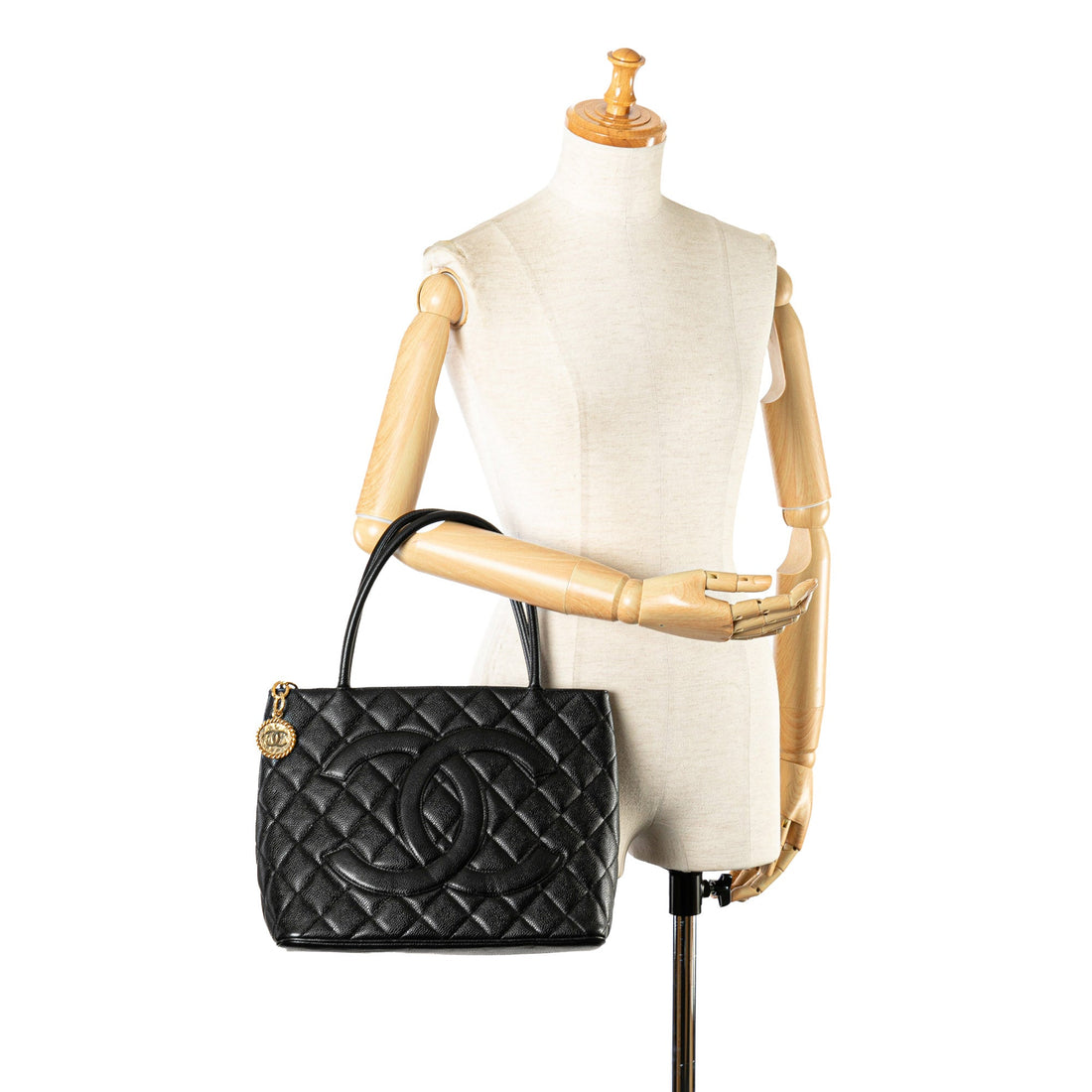 Top Quality Chanel Caviar Medallion Tote Black