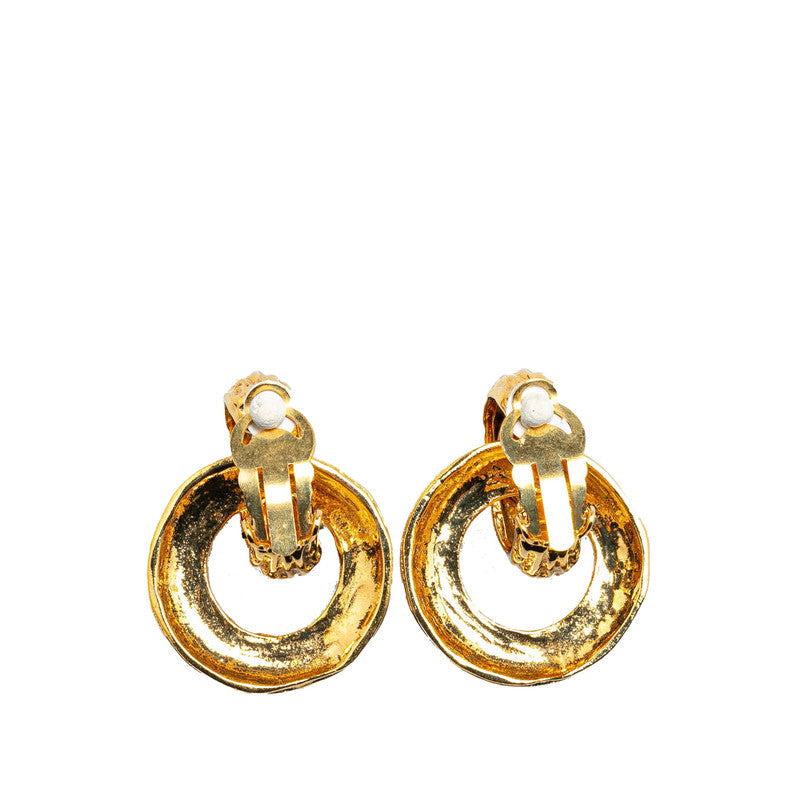 Chanel  Logo Round Swing Earrings Gold