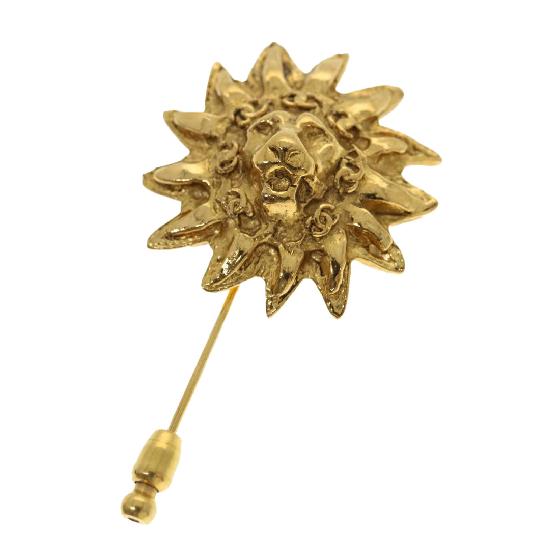 Top Quality Chanel Brooch metal Gold CC Auth 38119