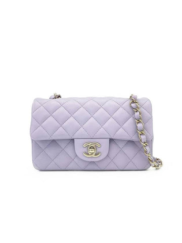 Top Handle Lambskin Mini Flap Cross Bag  Purple Chanel