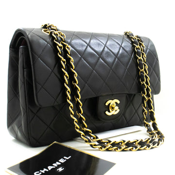 Top Quality Chanel Classic Double New 10" Chain Shoulder Bag Black Lambskin