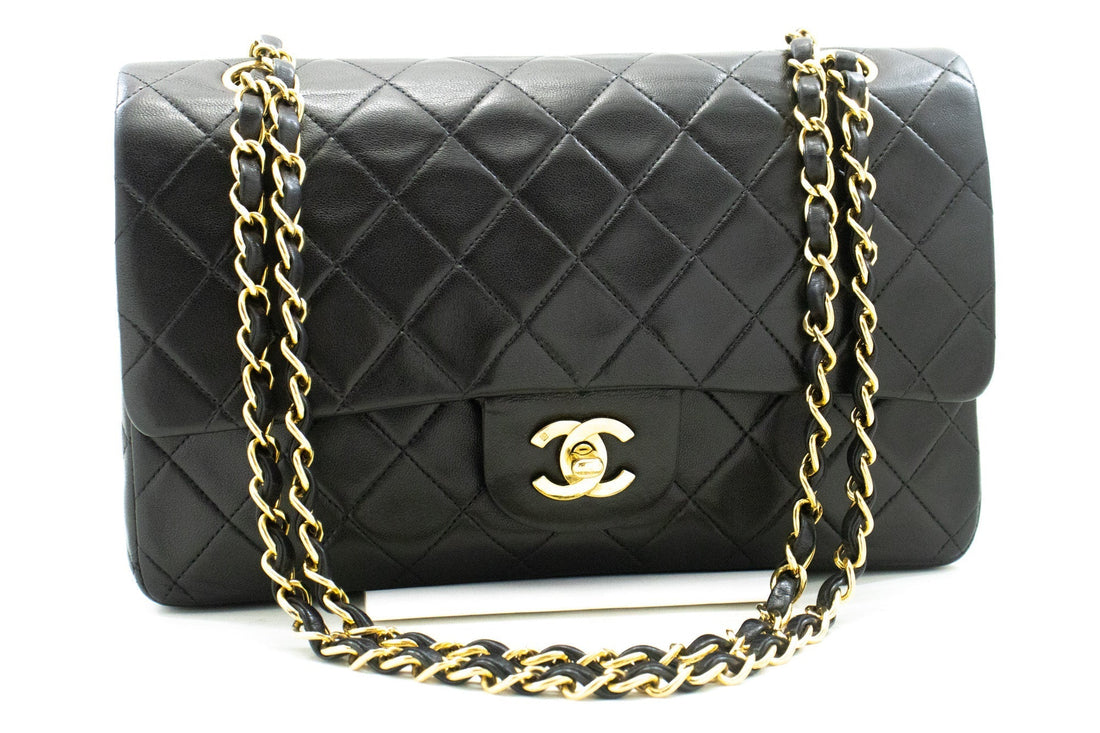 Top Quality Chanel Classic Double New 10" Chain Shoulder Bag Black Lambskin