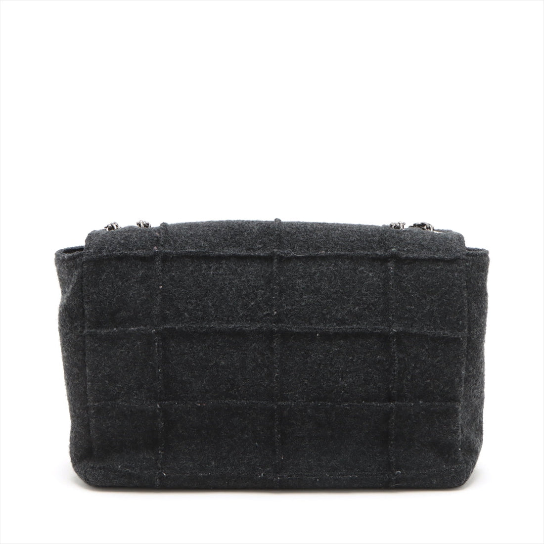 Chanel Chocolate Bar Wool Single Flap Double Chain Bag 2.55 Black Silver Gold  5th