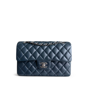 Chanel Classic Flap Small - Lambskin 23CM Quilted Dark Blue Silver Hardware Series 26