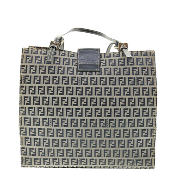 FENDI Zucchino Canvas Mamma Baguette Shoulder Bag Navy Auth 39439