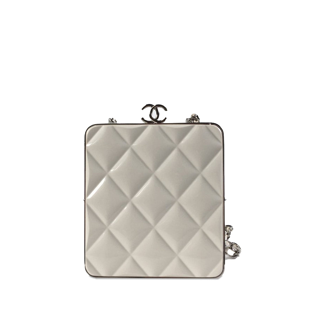CHANEL Lambskin and Plexiglass Kiss Clutch with Chain Crossbody Bag