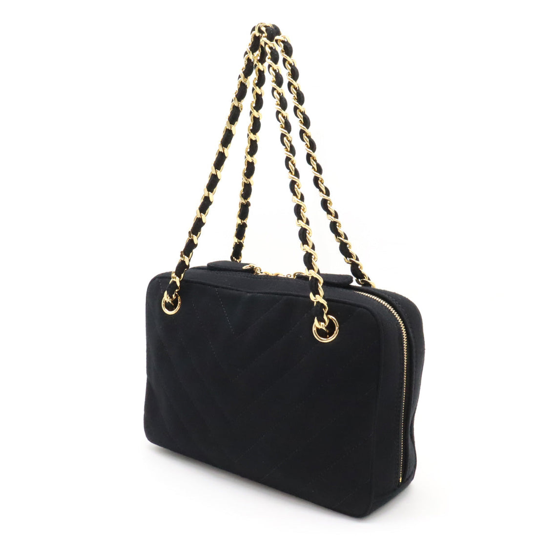 Chanel  Chanel V Stick Coco no mark Chain Shoulder Tortoise Shoulder Cotton Jacket Black Black With Black Cotton Jacket