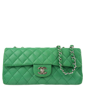 Chanel Green Perforated Lambskin East West Shoulder Bag