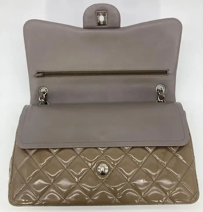Chanel Olive Grey  Leather Jumbo Double Flap Classic 2.55