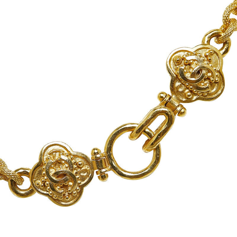 Top Quality Chanel  Cocomark Clover Necklace Gold Ladies