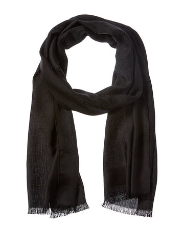 Gucci Logo Small Jacquard Wool & Silk-Blend Scarf