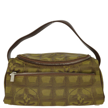 Chanel 2001-2003 Green Brown Jacquard Nylon New Travel Line Handbag
