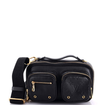 Utility Crossbody Bag Leather with Embossed Monogram Detail