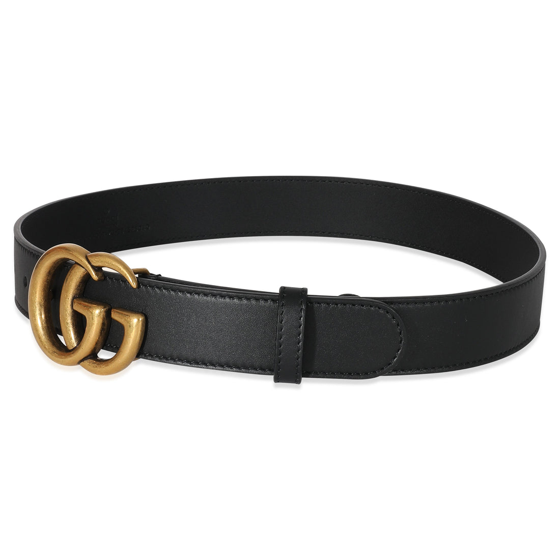 Gucci Black Leather Double G Belt 70/28